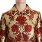 Dolce & Gabbana Elegant Gold Red Floral Brocade Trench Coat