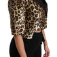 Dolce & Gabbana Gold Black Leopard Sequined Silk Cropped Jacket