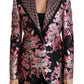 Dolce & Gabbana Elegant Black Pink Floral Jacquard Blazer Jacket