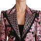 Dolce & Gabbana Elegant Black Pink Floral Jacquard Blazer Jacket