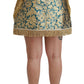 Dolce & Gabbana Blue High Waist Jacquard Tassel Gold Skirt