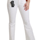 Dolce & Gabbana White Heart Flared Stretch Cotton Pants