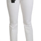 Dolce & Gabbana White Heart Flared Stretch Cotton Pants