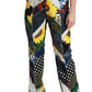 Dolce & Gabbana Multicolor Print High Waist Straight Pants