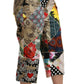 Dolce & Gabbana Silk Multicolor Print High Waist Cropped Pants