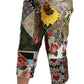 Dolce & Gabbana Silk Multicolor Print High Waist Cropped Pants