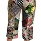 Dolce & Gabbana Silk Multicolor Print High Waist Cropped Pants