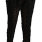 Dolce & Gabbana Black Floral Lace Tapered High Waist Pants