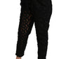 Dolce & Gabbana Black Floral Lace Tapered High Waist Pants