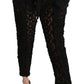 Dolce & Gabbana Black Floral Lace Tapered High Waist Pants