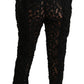 Dolce & Gabbana Black Floral Lace Tapered High Waist Pants