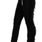 Dolce & Gabbana Black Feather Straight High Waist Wool Pants