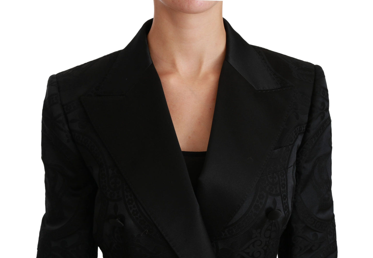 Dolce & Gabbana Elegant Black Crown Pattern Double Breasted Jacket