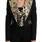 Dolce & Gabbana Black Jacquard Vest Blazer Coat Wool Jacket