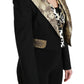 Dolce & Gabbana Black Jacquard Vest Blazer Coat Wool Jacket