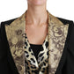 Dolce & Gabbana Black Jacquard Vest Blazer Coat Wool Jacket