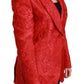 Dolce & Gabbana Red Floral Angel Blazer Coat Jacket