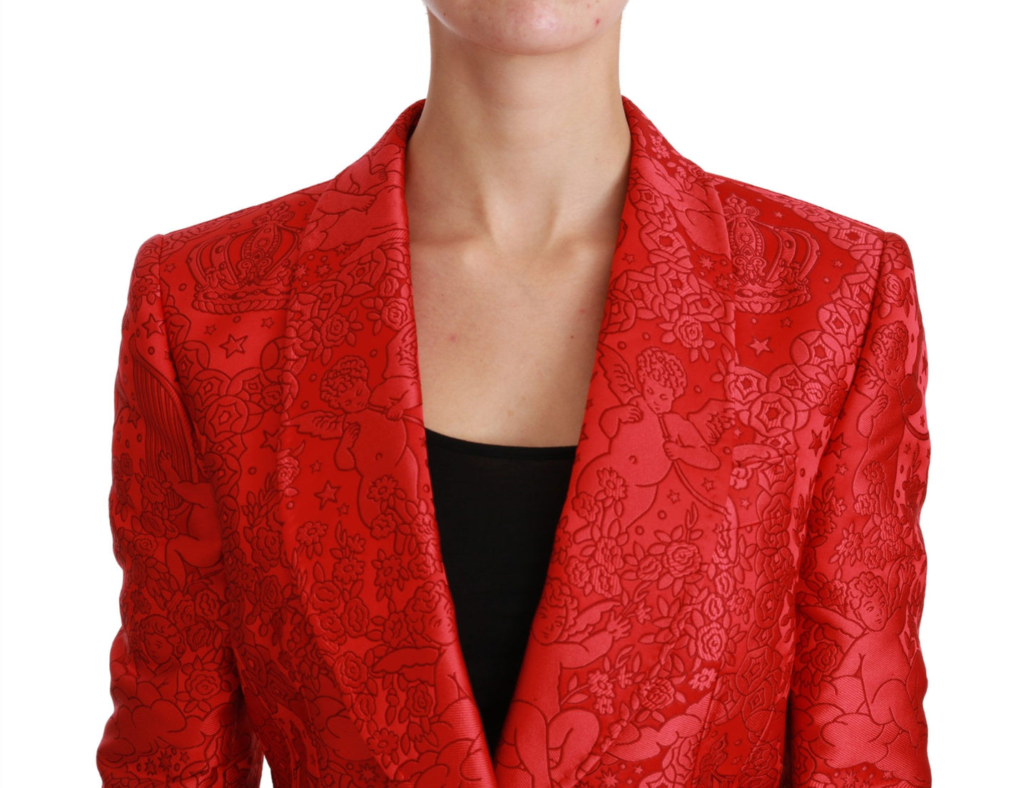 Dolce & Gabbana Red Floral Angel Blazer Coat Jacket