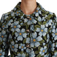 Dolce & Gabbana Elegant Blue Green Floral Brocade Coat Jacket