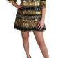 Dolce & Gabbana Black Gold Leopard Fringe Dress