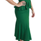 Dolce & Gabbana Green Heart Patch Mermaid Midi Viscose Dress