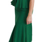 Dolce & Gabbana Green Heart Patch Mermaid Midi Viscose Dress