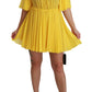 Dolce & Gabbana Yellow Pleated A-line Mini 100% Silk Dress