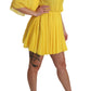 Dolce & Gabbana Yellow Pleated A-line Mini 100% Silk Dress