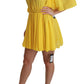 Dolce & Gabbana Yellow Pleated A-line Mini 100% Silk Dress