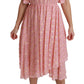 Dolce & Gabbana Silk Pink Polka Dots Pleated A-line Midi Dress