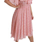 Dolce & Gabbana Silk Pink Polka Dots Pleated A-line Midi Dress