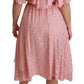 Dolce & Gabbana Silk Pink Polka Dots Pleated A-line Midi Dress