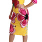 Dolce & Gabbana Yellow Pink Floral Crystal Bodycon Sheath Dress