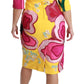 Dolce & Gabbana Yellow Pink Floral Crystal Bodycon Sheath Dress