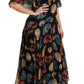 Dolce & Gabbana Black Sea Shells Maxi A-line Midi Silk Dress