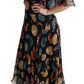 Dolce & Gabbana Black Sea Shells Maxi A-line Midi Silk Dress