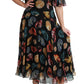 Dolce & Gabbana Black Sea Shells Maxi A-line Midi Silk Dress