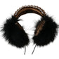 Dolce & Gabbana Gold Black Crystals Fur Headphones