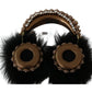 Dolce & Gabbana Gold Black Crystals Fur Headphones