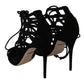 Dolce & Gabbana Black Suede Strap Stilettos Sandals Shoes