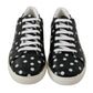 Dolce & Gabbana Black Leather Polka Dots Sneakers Shoes