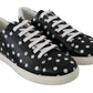 Dolce & Gabbana Black Leather Polka Dots Sneakers Shoes