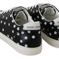 Dolce & Gabbana Black Leather Polka Dots Sneakers Shoes