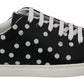 Dolce & Gabbana Black Leather Polka Dots Sneakers Shoes