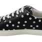 Dolce & Gabbana Black Leather Polka Dots Sneakers Shoes