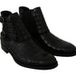 Dolce & Gabbana Black Crocodile Leather Derby Boots Shoes