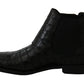 Dolce & Gabbana Black Crocodile Leather Derby Boots Shoes