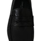 Dolce & Gabbana Black Lizard Leather Flat Loafers Shoes