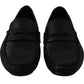 Dolce & Gabbana Black Lizard Leather Flat Loafers Shoes