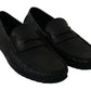 Dolce & Gabbana Black Lizard Leather Flat Loafers Shoes